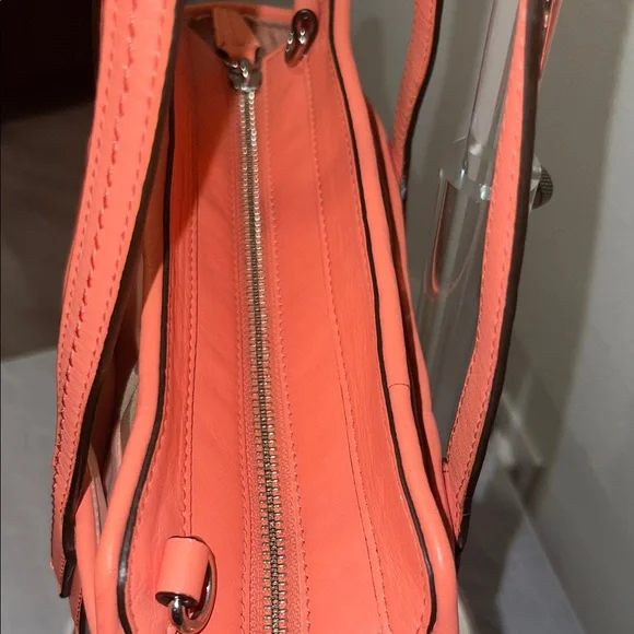 Coach Beige Signature Tote with Coral Trim - Picture 5 of 7